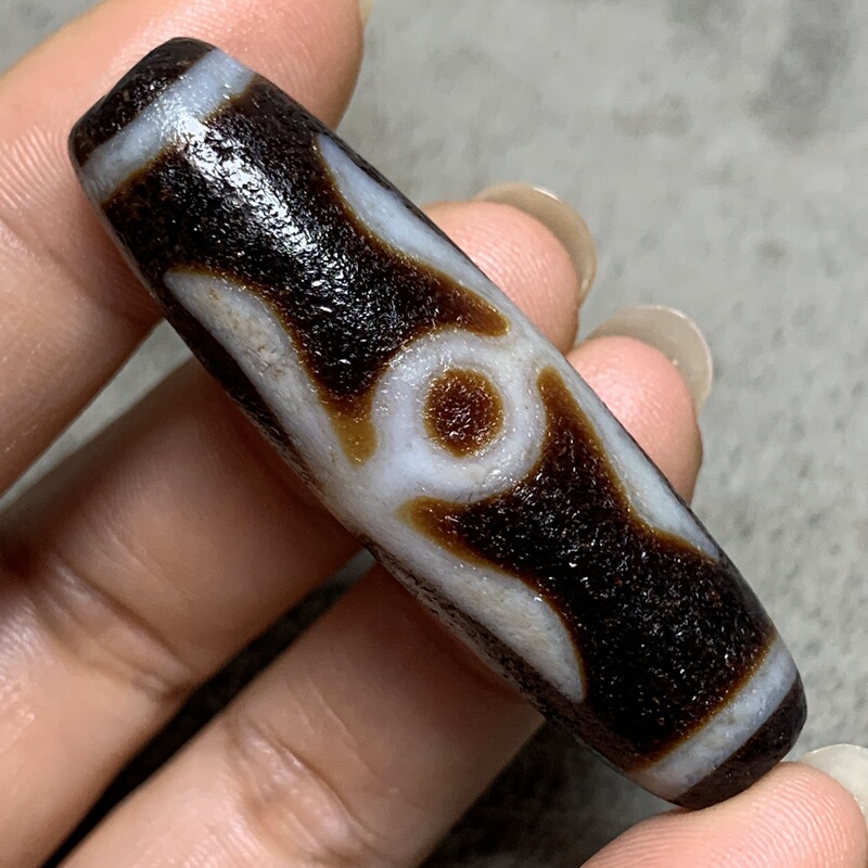 Ct2076 Natural Agate Horseshoe Pattern Dark Red Nobleman Dzi Bead Pendant, Approximately 49.2mm Long, 14.7mm in Diameter