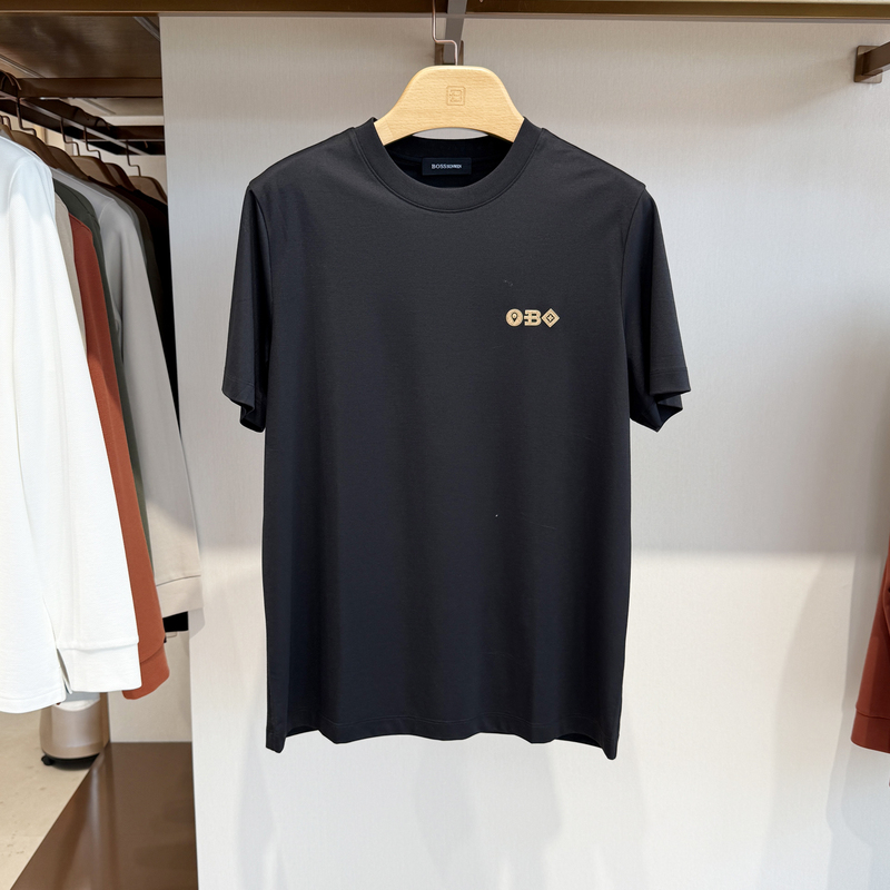 Bosssunwen Genuine Summer Anti-Wrinkle Elastic Round-Neck Cool and Comfortable Men's Short-Sleeved T-Shirt
