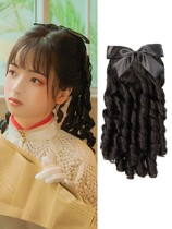 Pony-tailed wig female retro Roman roll Palace Bow wig Republic of China wind cheongsam Princess roll friter ponytail