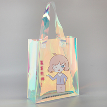 Manufacturer PVC yellow horizontal version bag thickened laser bag custom bag vertical version bag waterproof white shopping bag Mirage direct