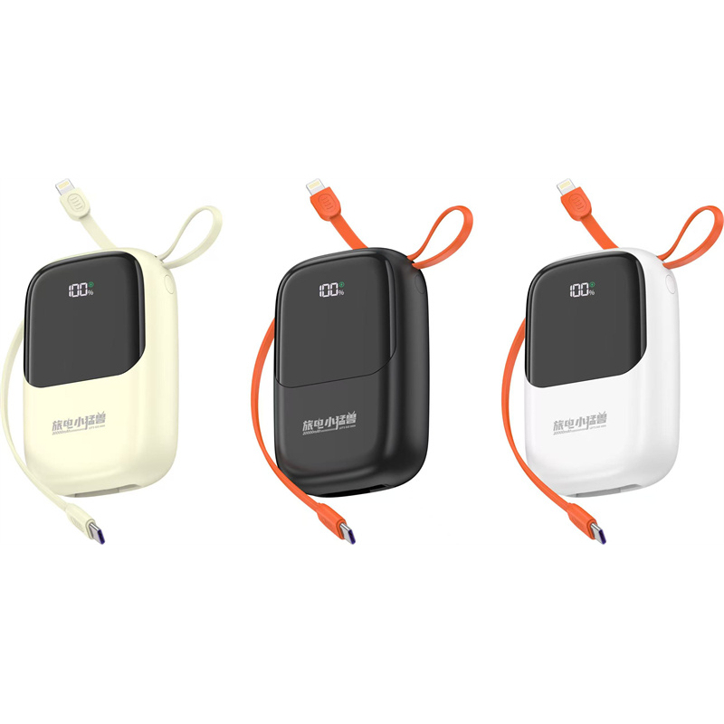 Crazy Flash Power Bank 20000 Portable Power Bank 22.5W Fast Charging Mini Power Bank with Built-In Cable and Digital Display 3C