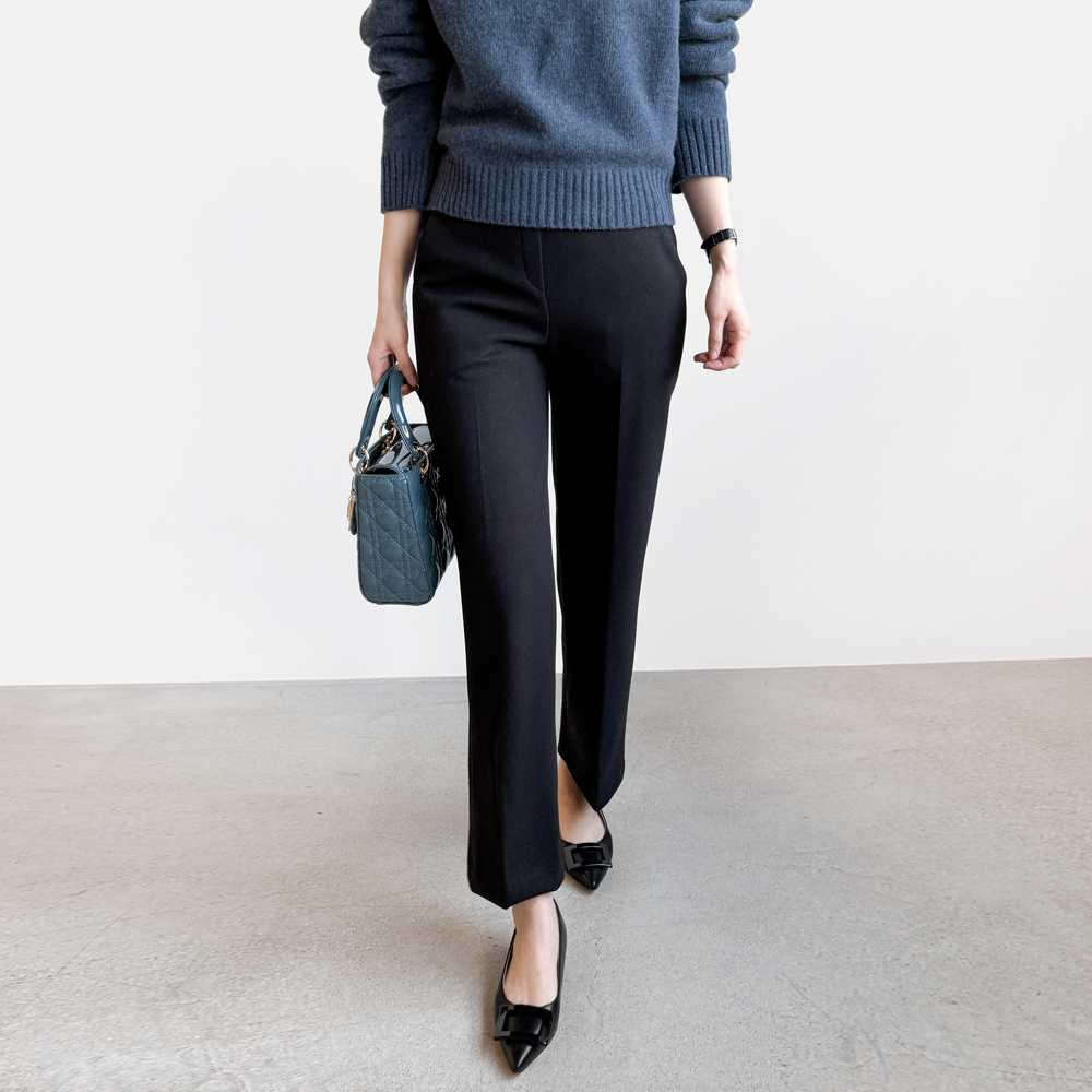 Women's clothing wool Pants Suit Pants Plus Suede Pants slim fit Warm Elastic Pants Long Pants Straight Drum Pants Commute Casual Western Dress Pants-Taobao