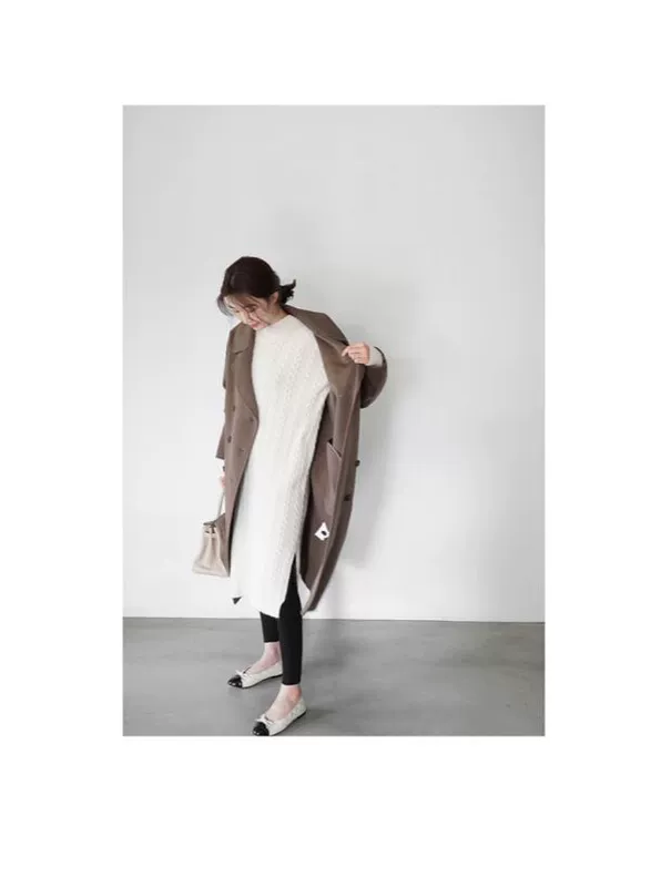 [Hàn Quốc đích thực] Phụ nữ mới dài bằng tay áo len cashmere áo len 3803 - Trung bình và dài Coat