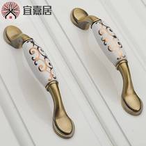 Manufacturer Direct Sales New Retro Hardware Fine Gold Hook Zinc Alloy Ceramic Drawers Cabinet Door Cupboard Cabinet Handle