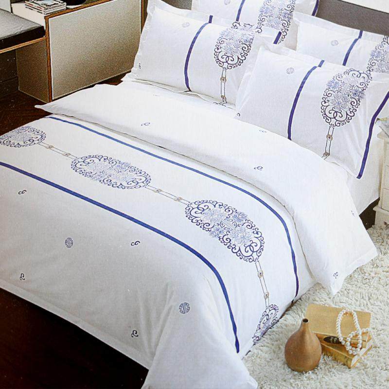 Hotel hotel bedding cotton white four-piece set thickened encryption bed sheet quilt cover pillowcase bed towel