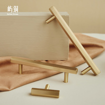 Brass pull handle Nordic minimalist light luxurious cupboard drawers Six edges gold pure copper solid wardrobe door hexagonal long handle