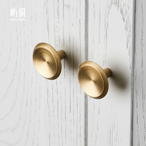 Island copper brass pull handle Nordic minimalist light luxurious cupboard drawer wardrobe door gold American pure copper round small handle