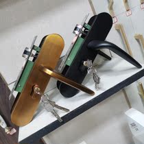 Door lock Indoor bedroom door lock American black yellow ancient solid wood door handle Home mute door lock tool 777-02