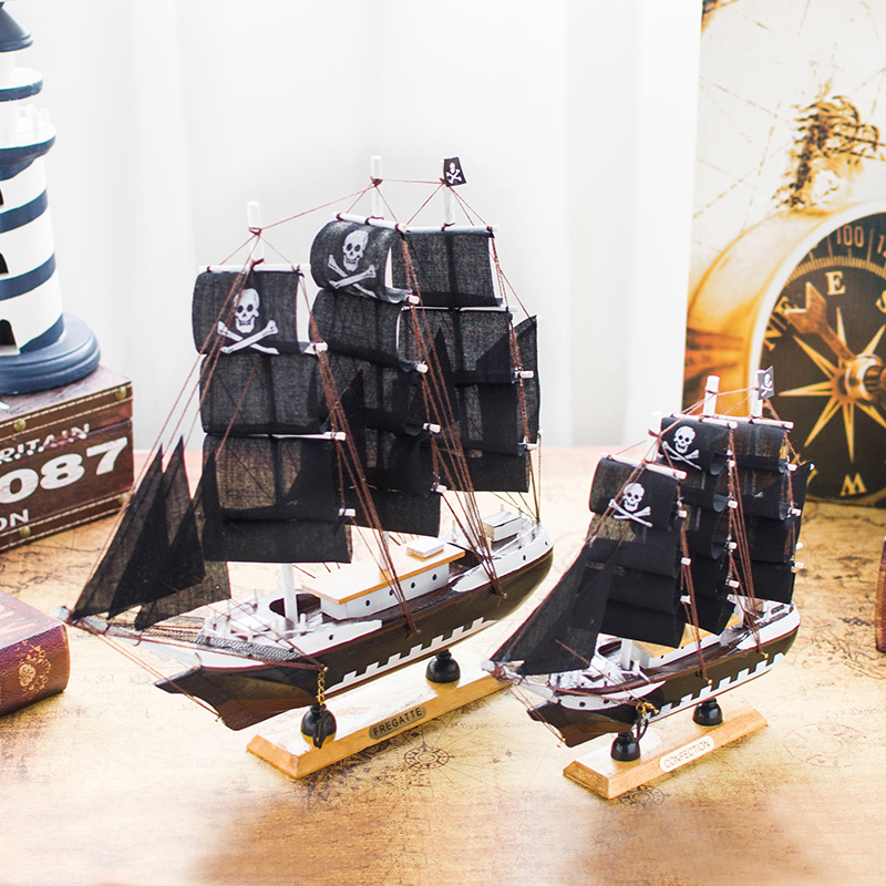 Oyadijia solid wood sailing model decoration ornaments sailboat model pirate ship model handicraft decoration gift