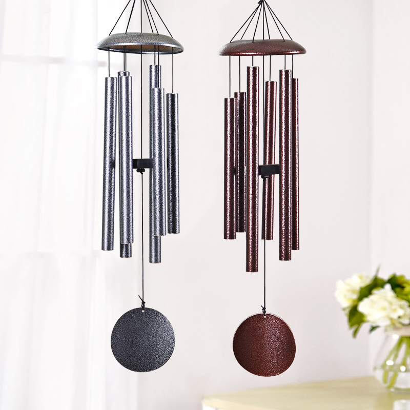 Metal pipe wind chime Alloy wind chime music Wind chime 6 pipe wind chime hanging starry sky music-Midnight blue 36 inch wind chime