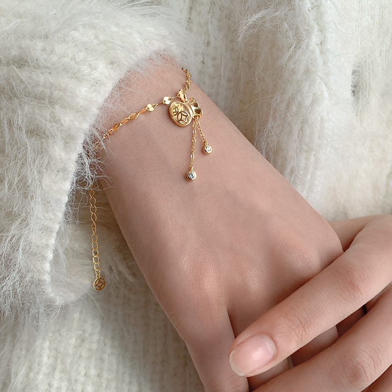 s925 silver chalcedony purse bracelet women's simple niche design sense temperament ins fashion high-end sense of fashion bracelet
