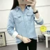 Áo khoác denim mùa đông dày tay dài cộng với áo sơ mi nhung nữ đáy quần 2018 mới ấm áp áo khoác nữ hoang dã