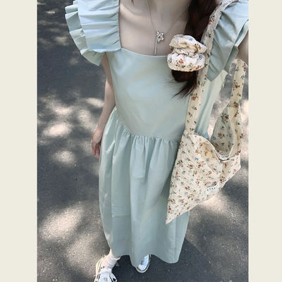 Clearance! This is a new summer French square-necked dress for women, featuring a slimming and elegant style