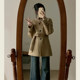 High-end retro khaki stand-up woolen jacket
