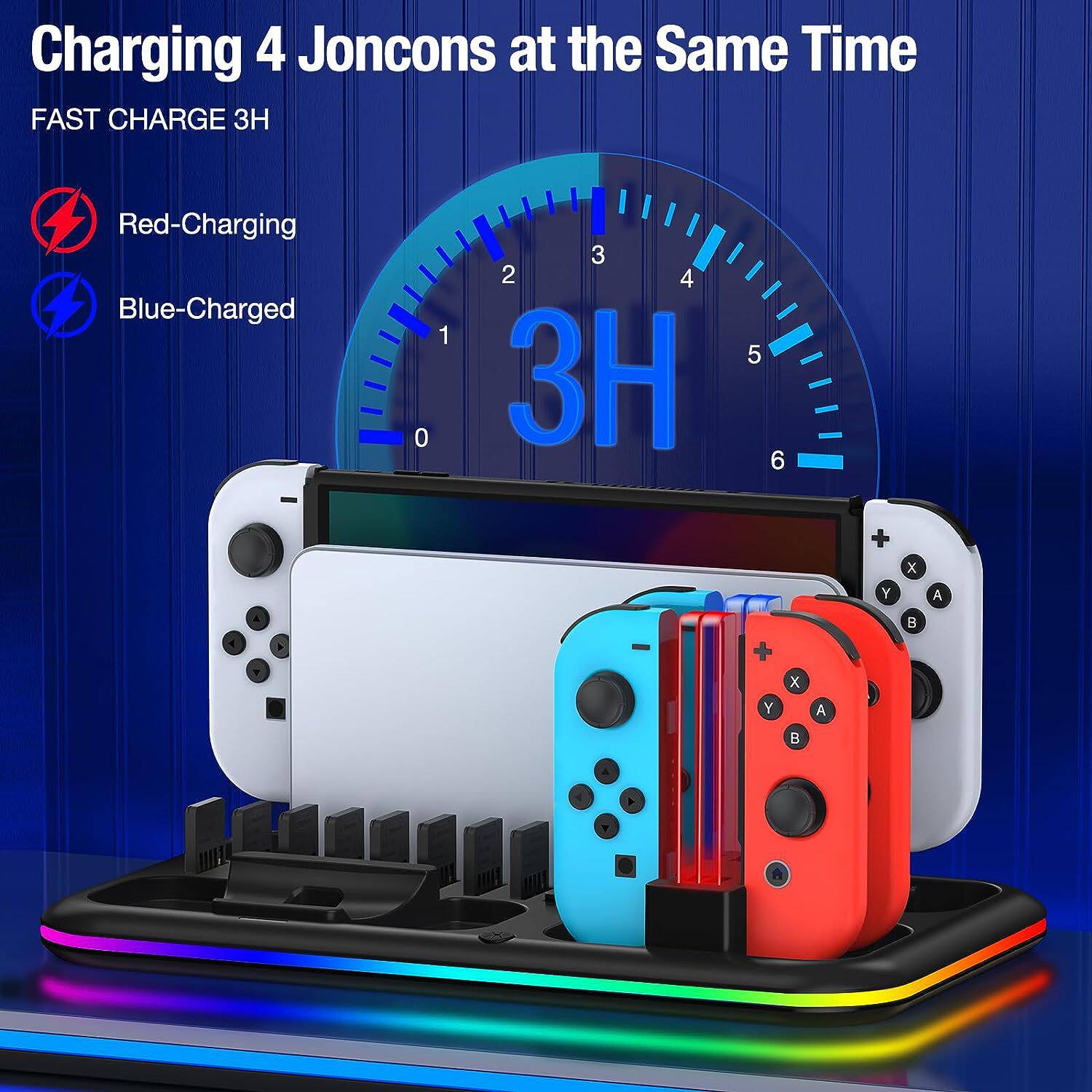 Поддержка хоста switch发光主机散热底座多功能joy-con手柄充电座游戏rgb桌面底座