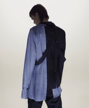 In Stock 50% off Niche Designer Delada Black Wool Deconstructed Detachable Blazer