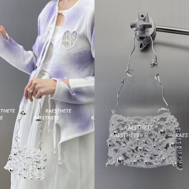 Sold Out: Susan Fang Silver Metal Shoulder Strap Transparent Crystal Ball Handbag