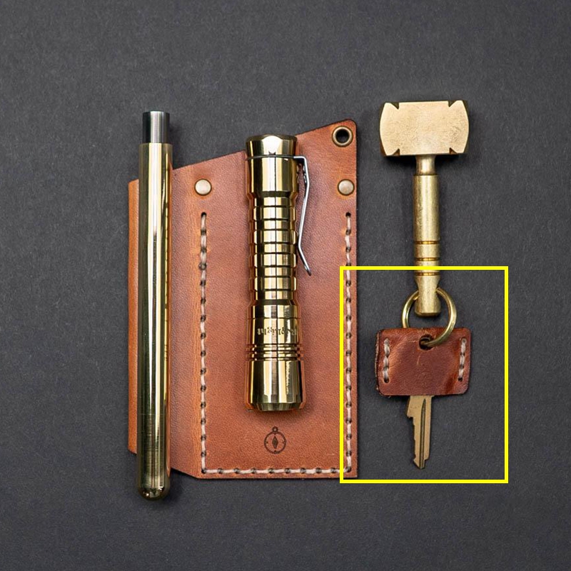Hand Sewn Carry-on Three Sets Key Set Water Drop Chip Square Cutting Sleeve Door Fasted Oil Wax Leather Plant Tannins Tannins