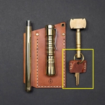 Hand-stitched three-piece key set water drop chip square card cover card wax leather tanned leather cattle