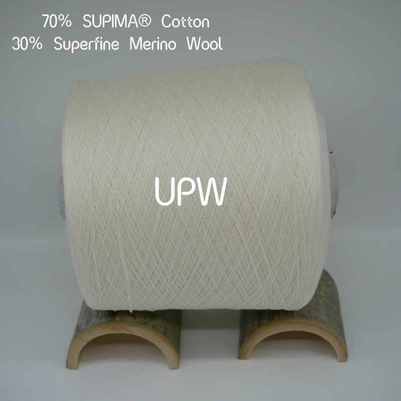 Upw 70% Supima Pima Cotton 30% Machine Washable Superfine Merino Wool 2/60 High Count Blended Yarn
