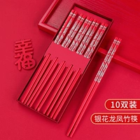 Серебряный цветочный дракон и палочки для еды (10 пары)