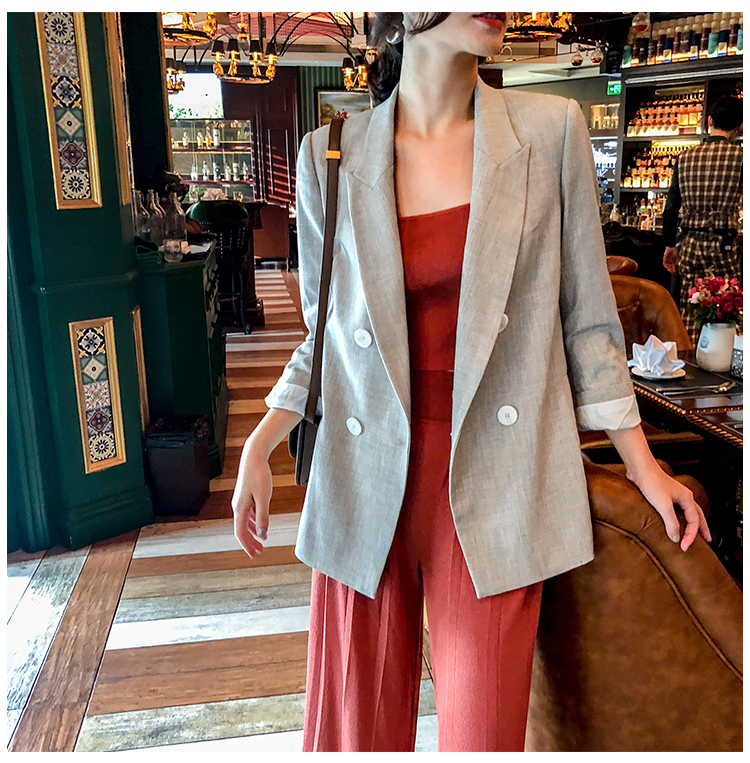 Ronron tự chế Hồng Kông hương vị áo khoác nhỏ retro nữ mùa thu 2018 phiên bản mới của Hàn Quốc của bộ đồ giản dị sang trọng T vest nữ công sở