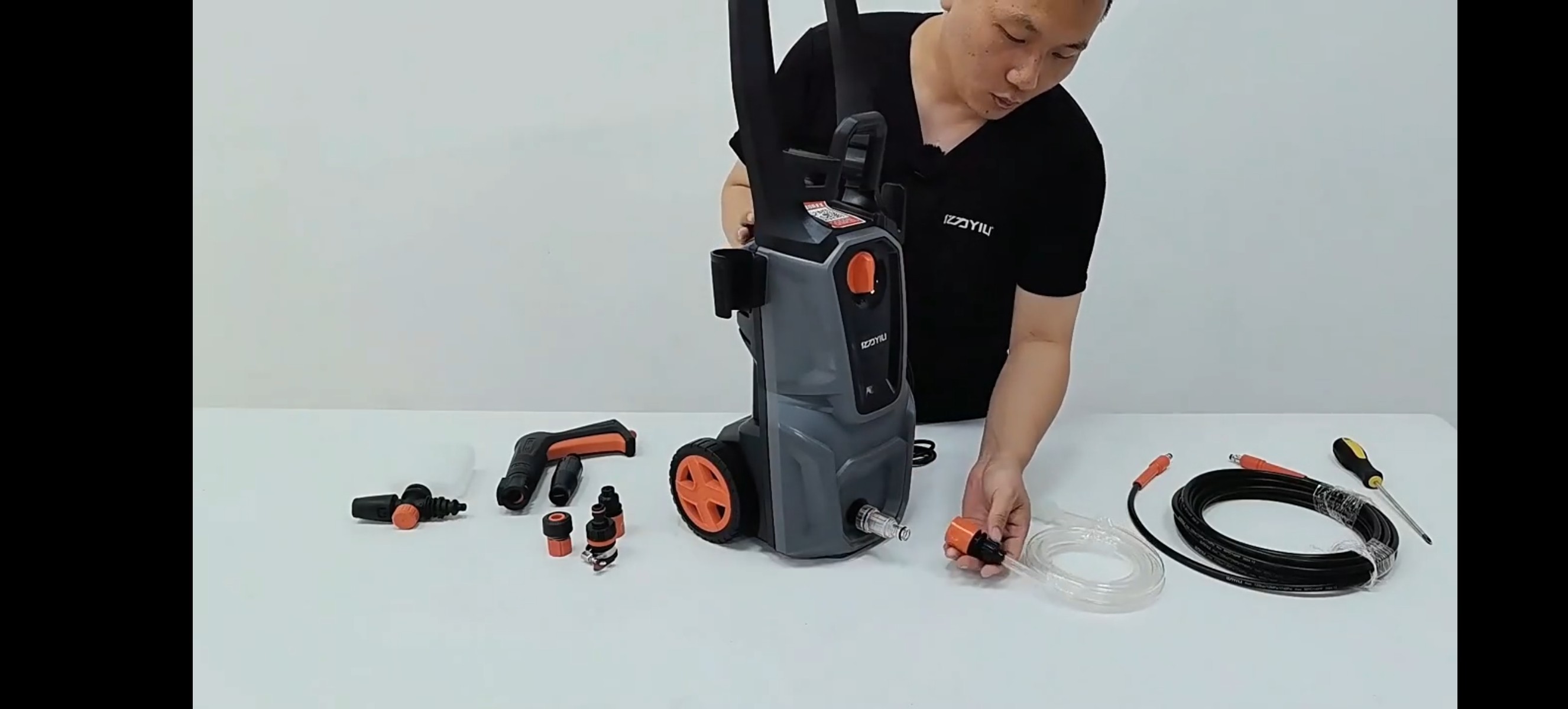 家庭用高压洗净機 亿力家用洗车机220V高压水枪便携式清洗机滚轮款通水卷管-Taobao-Tmall