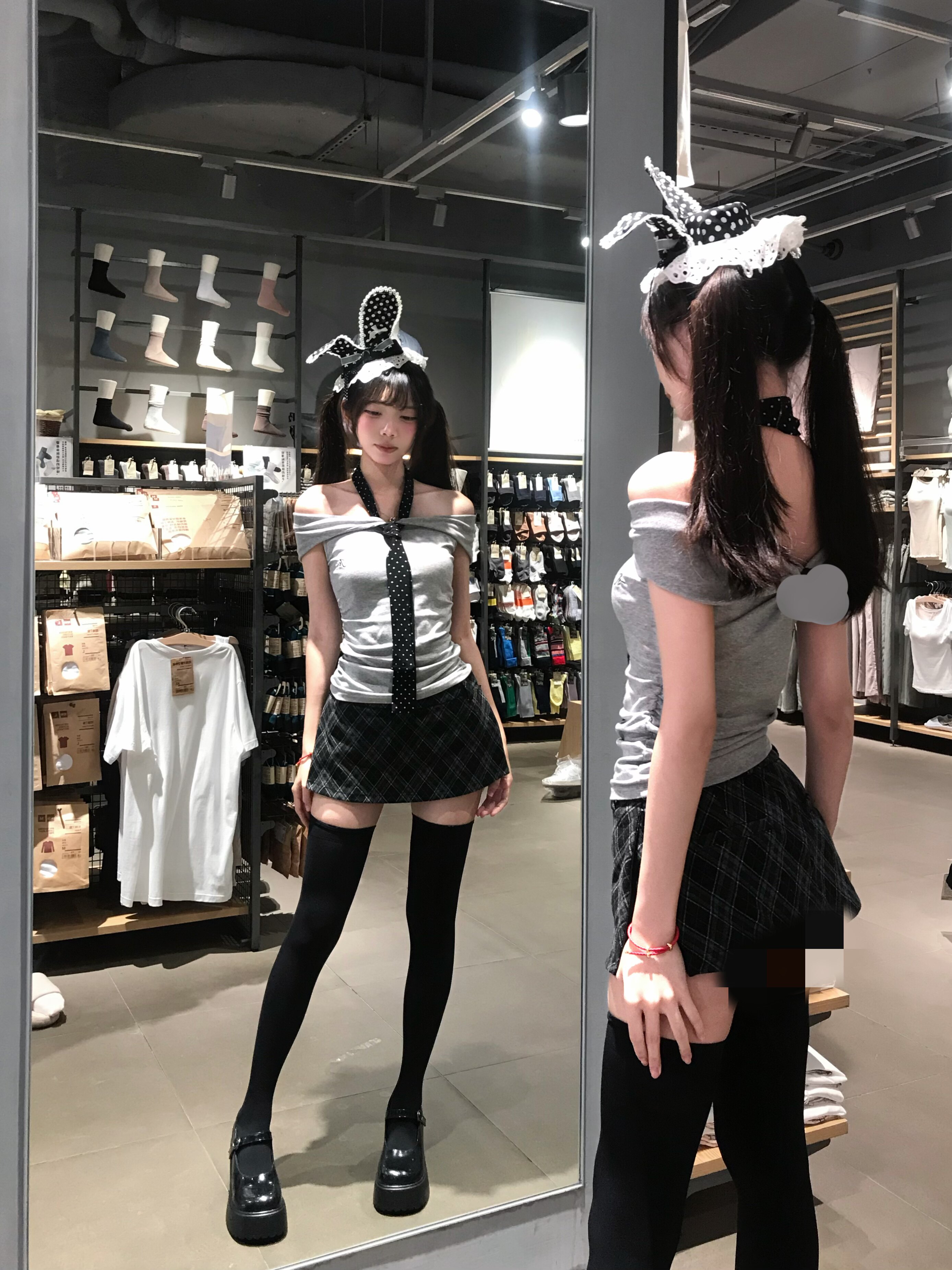 SiCii复古韩系低腰包臀裙 格纹短裙显瘦辣妹风 防走光侧拉链毛呢质感高级