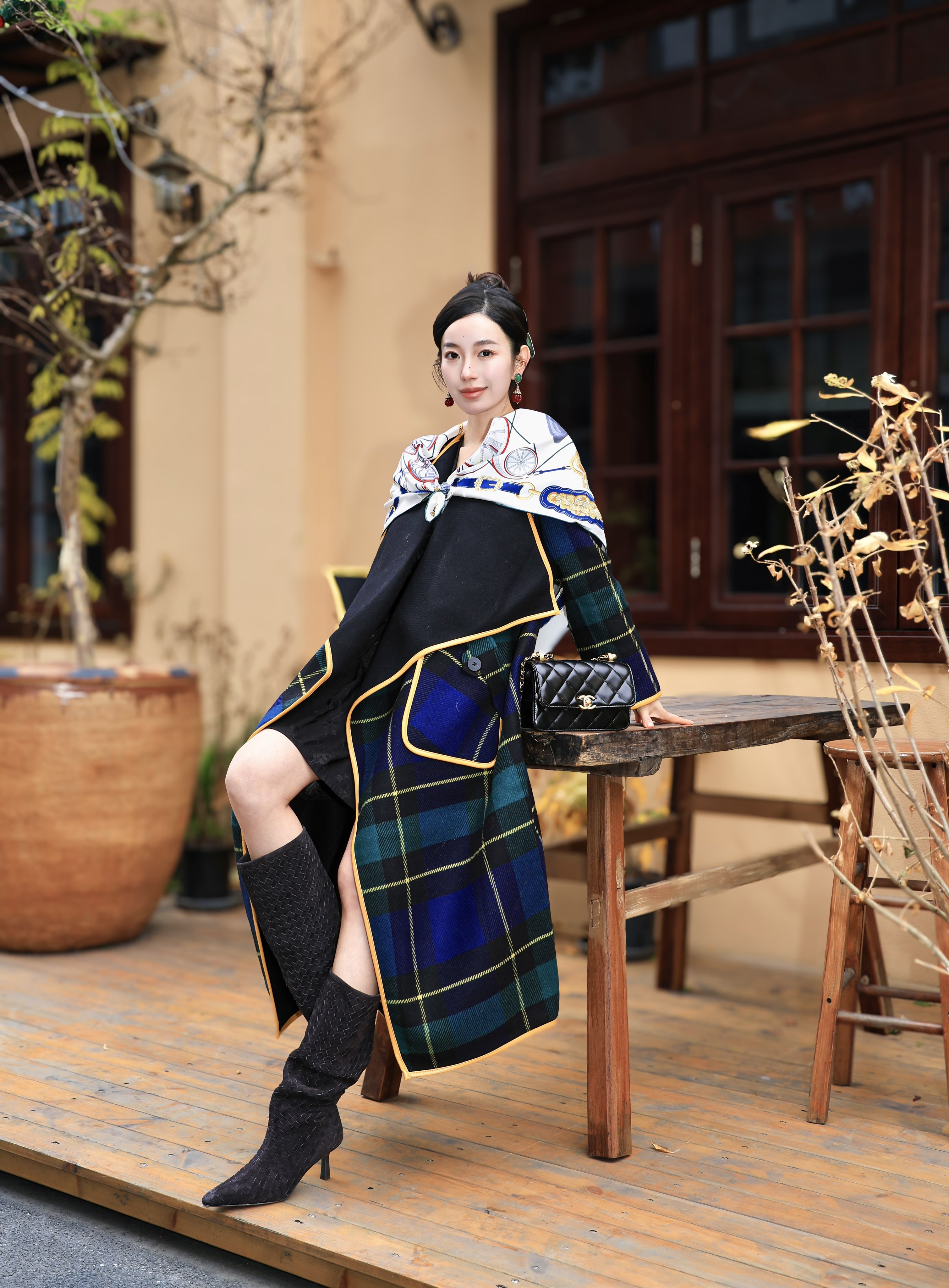 Le' Murmure冬季时尚羊反绒长筒靴堆堆设计慵懒随性 高跟拉长腿部比例