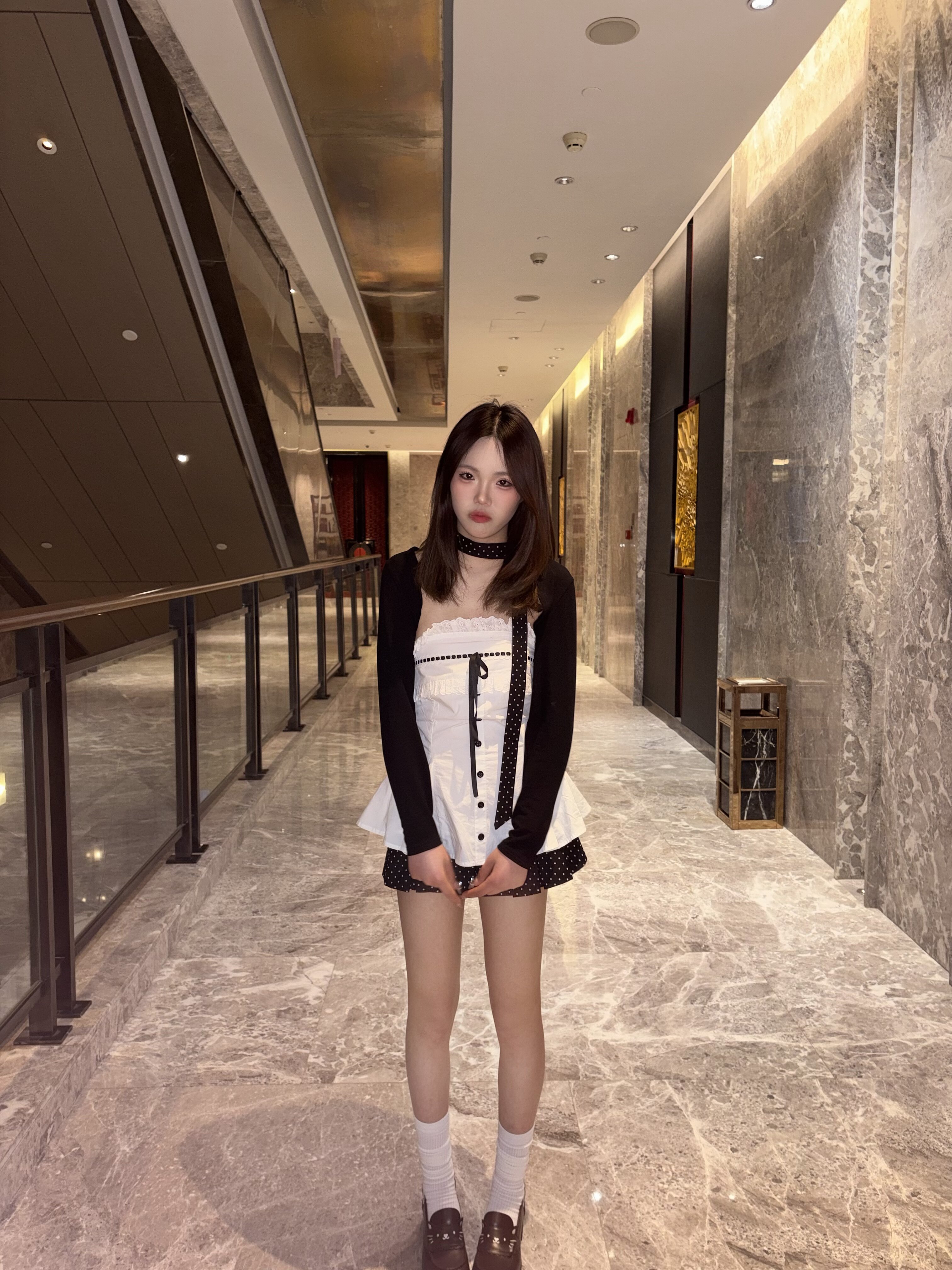 POPWEST韩女三件套 针织开衫+花边蝴蝶结吊带+波点短裙 一套搞定甜酷穿搭