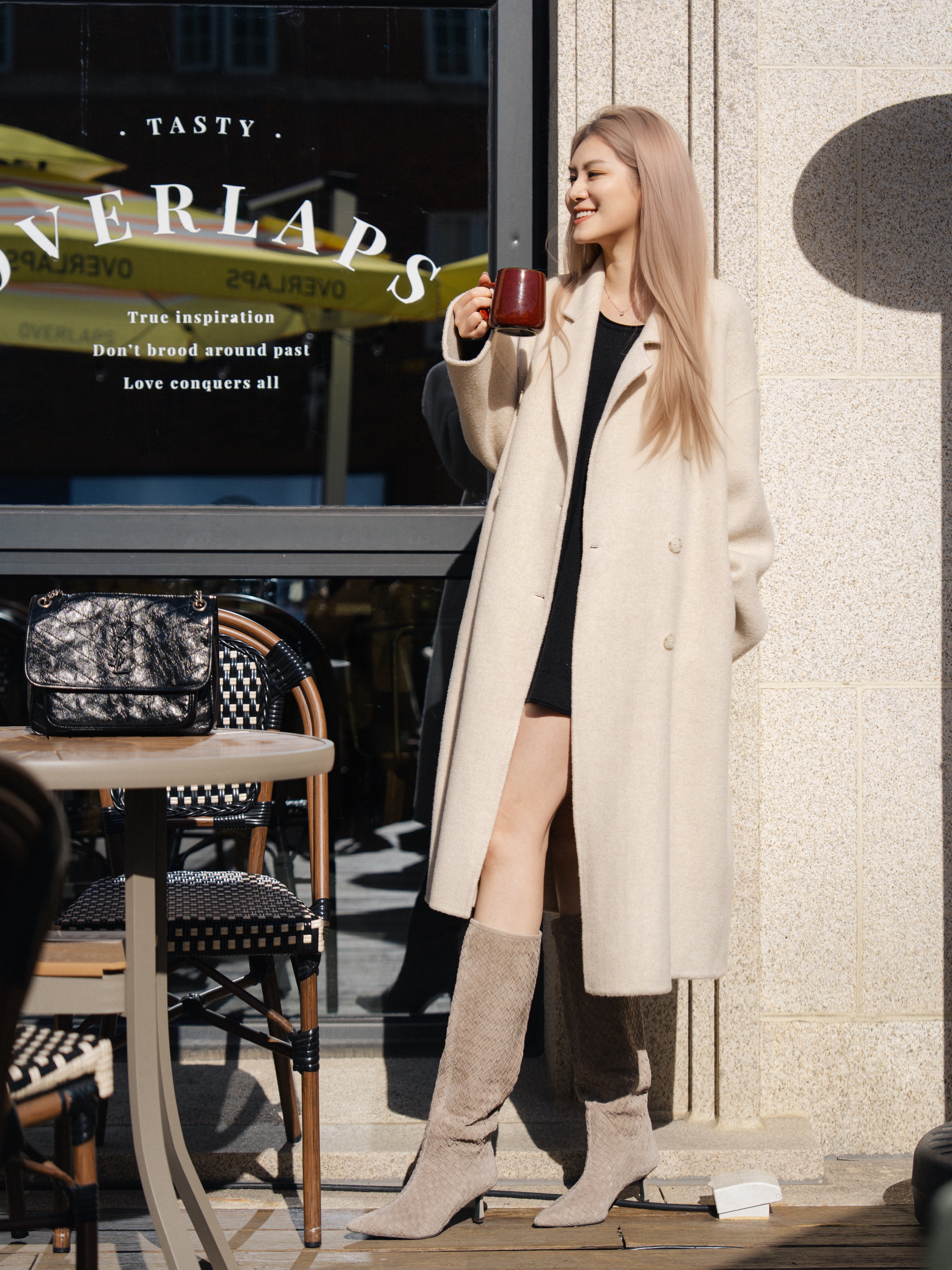 Le' Murmure冬季时尚羊反绒长筒靴堆堆设计慵懒随性 高跟拉长腿部比例