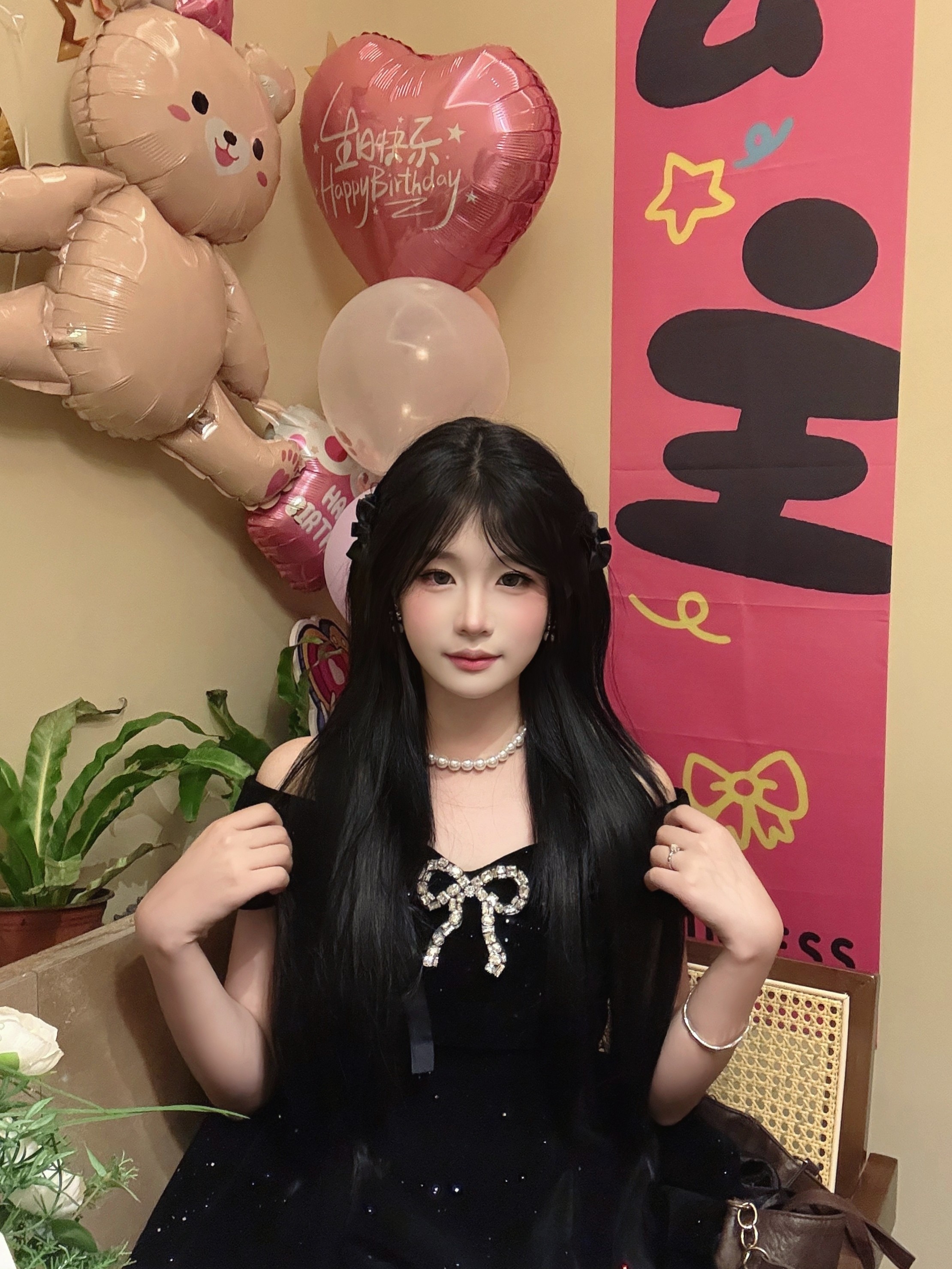 SYJ舒衣家微胖mm法式小黑裙 蓬蓬裙摆遮肉显瘦 收腰设计勾勒腰线生日礼服