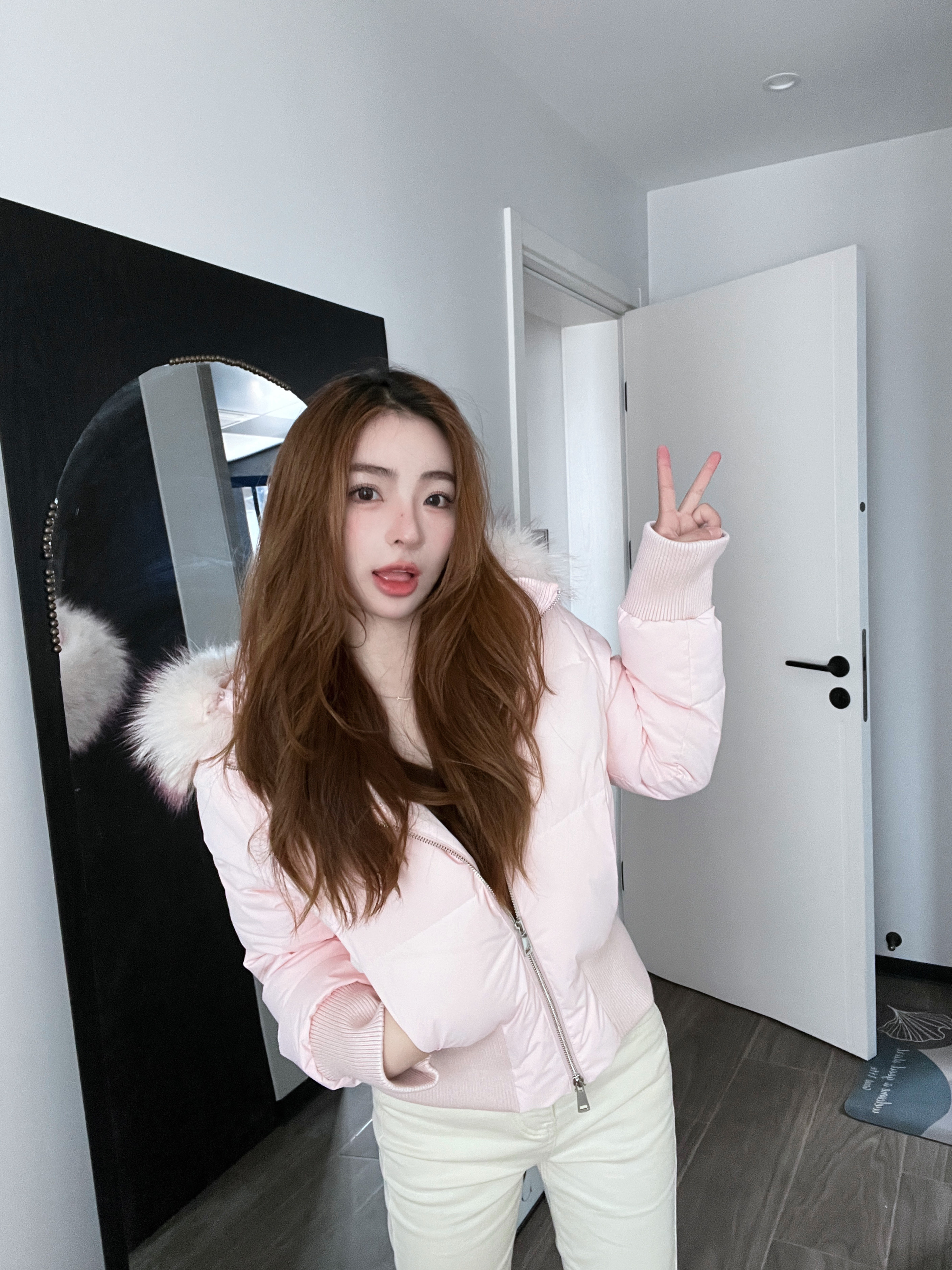 RUOYU若语半永久韩女裤 加绒修身设计保暖不臃肿 高腰小脚裤型拉长比例