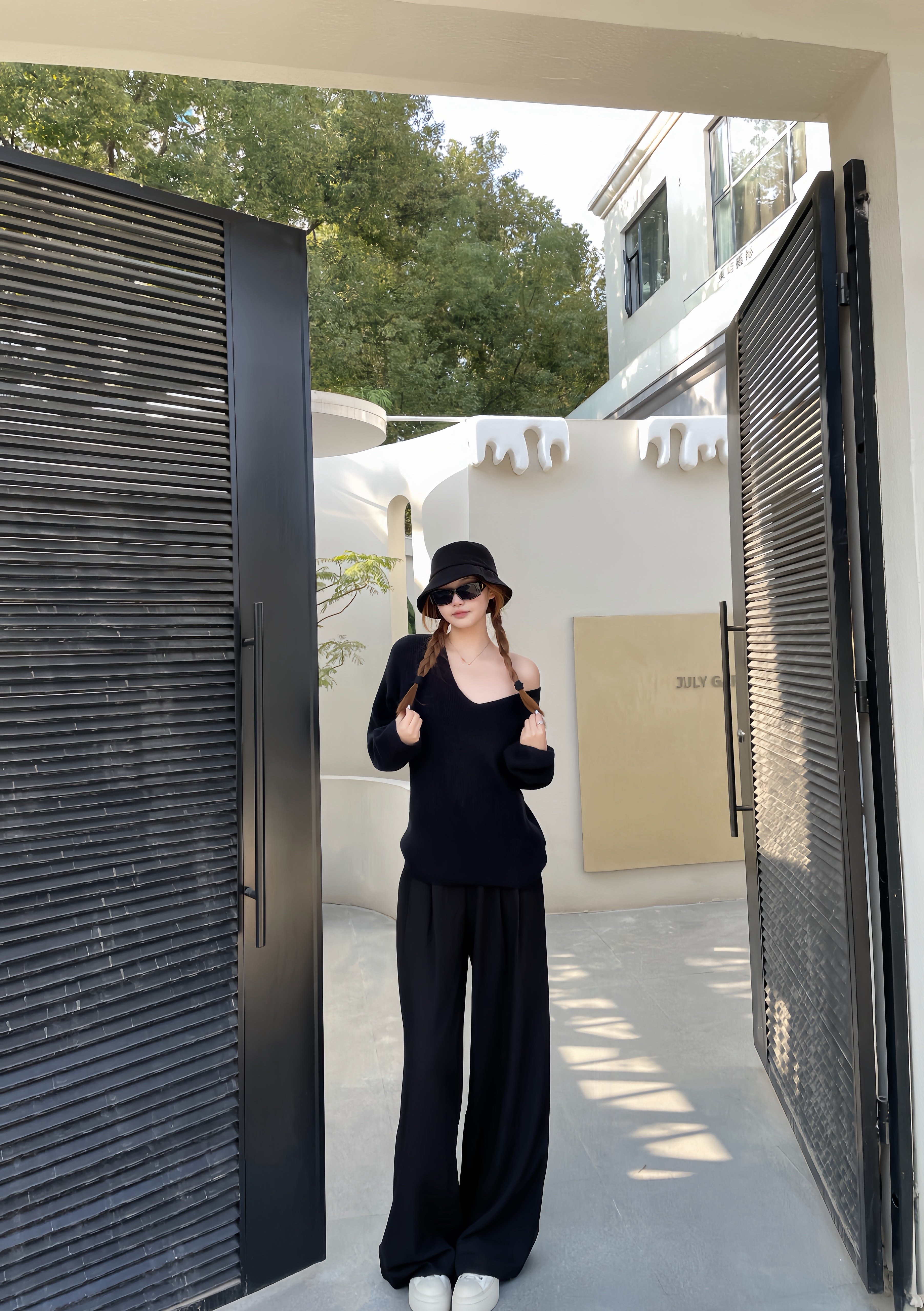 KENABSTUDIO春夏灰色阔腿西装裤 宽松垂感面料舒适有型