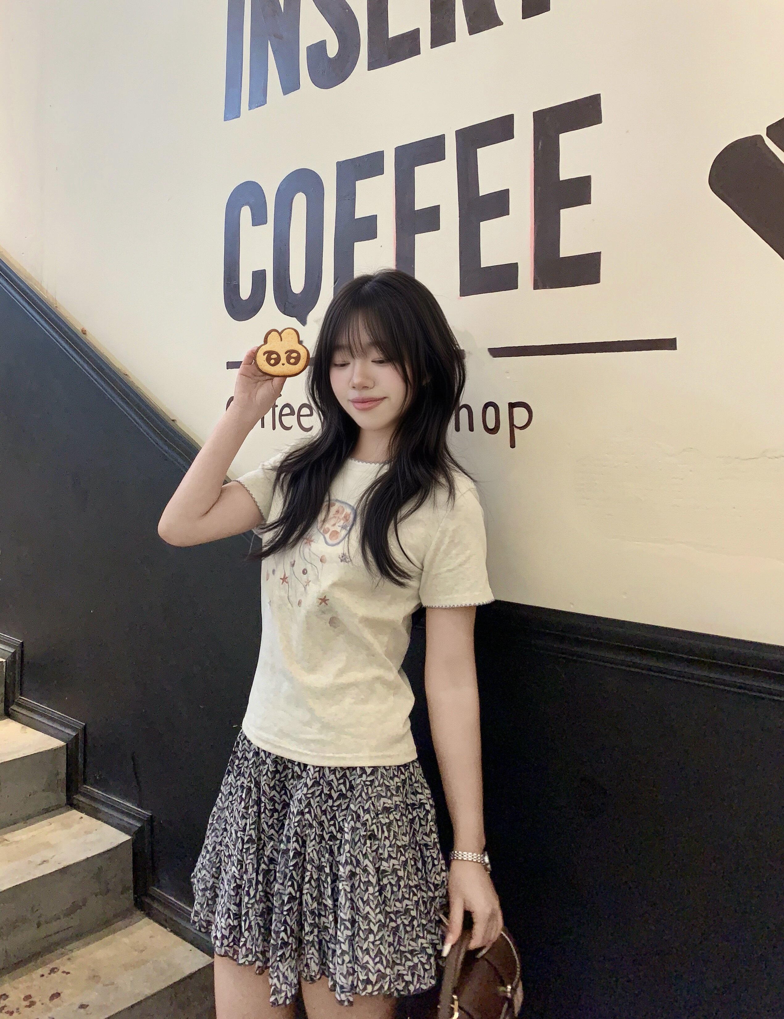 ELLE夏季法式碎花伞裙A字版型遮肉显瘦 碎花图案清新浪漫小众设计别致不撞款