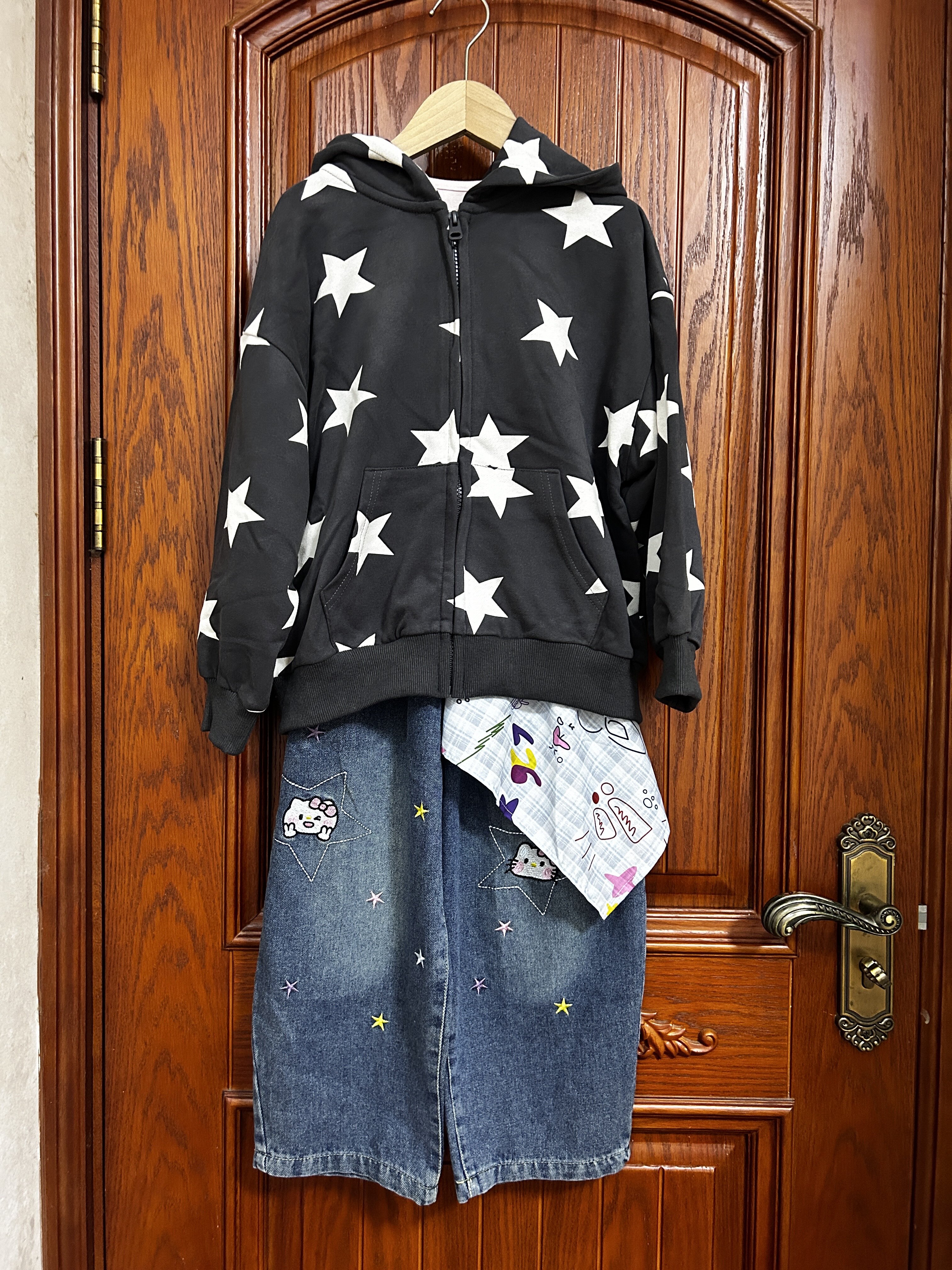 Customer photo for Navy Hooded Cardigan, 120cm