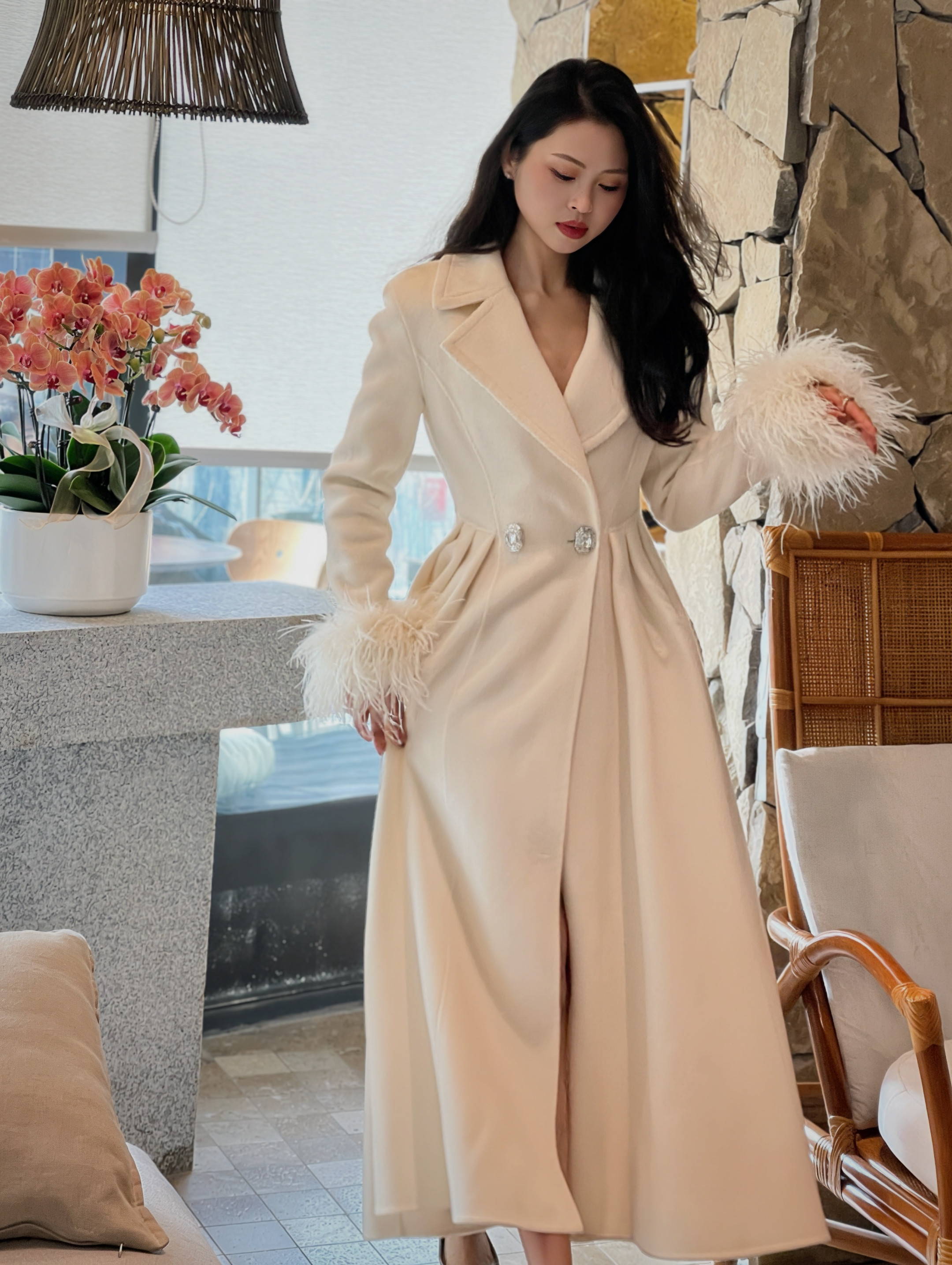 徐如蓝同款Maison Wester冬季千金风大衣，毛呢双面呢H型廓形不挑身材