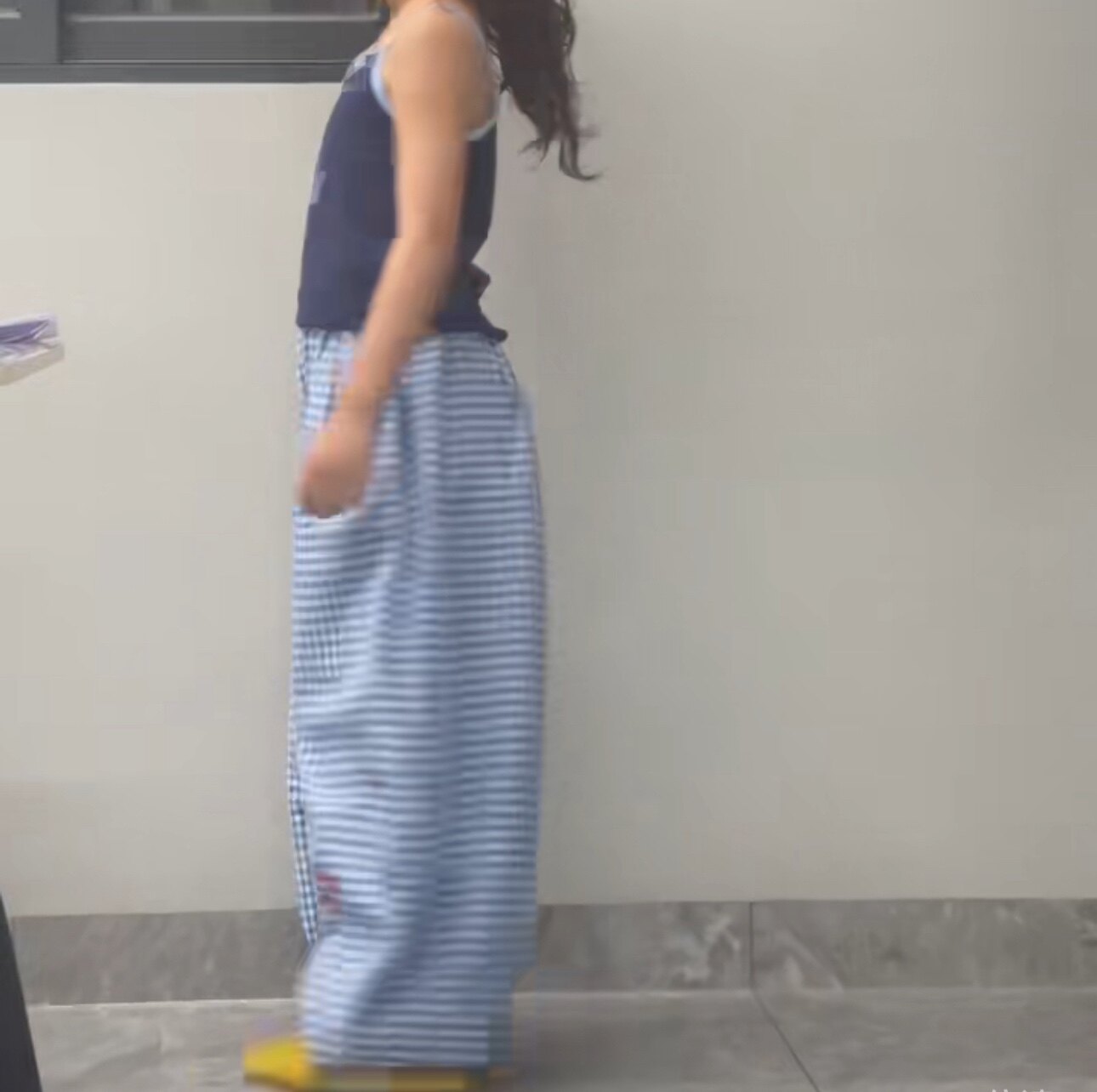 Customer photo for Blue Plaid Lantern Pants, 140cm