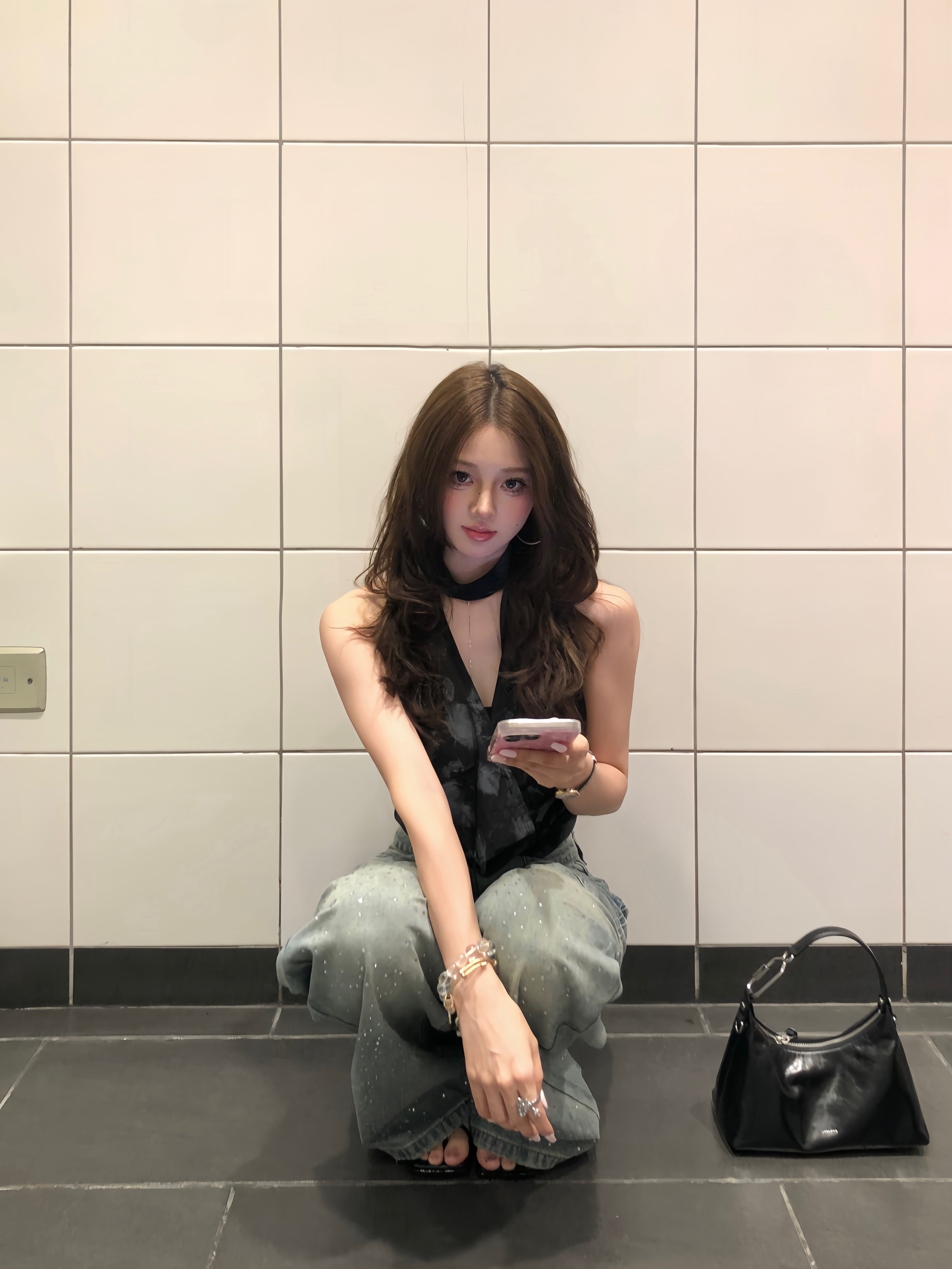 VIAPITTI夏季爆款链条荡领挂脖背心 收腰修身显瘦百搭 辣妹风与设计感并存
