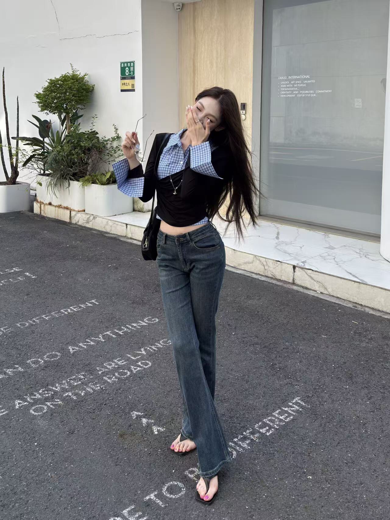 ABWLR秋冬复古微喇牛仔裤:高腰马蹄的显腿长神裤