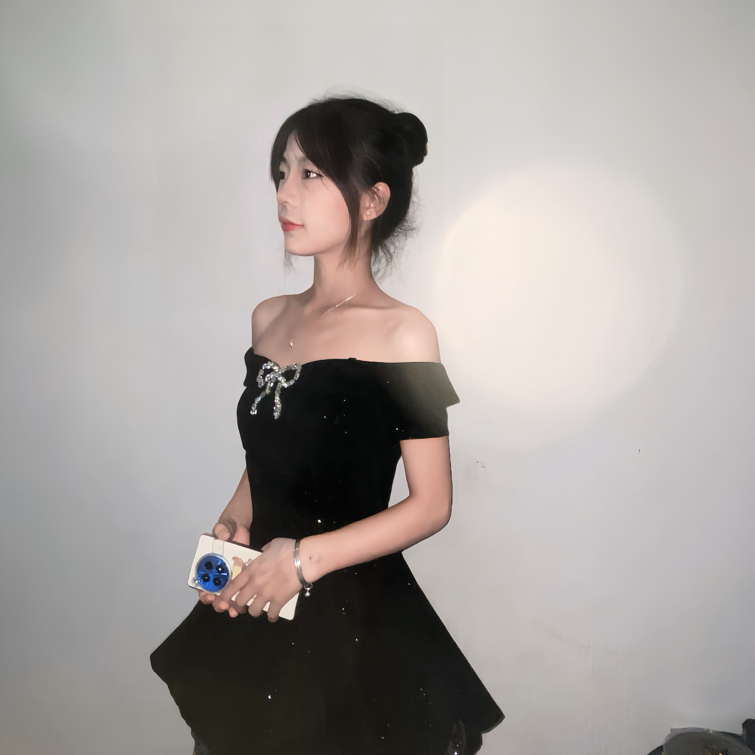 SYJ舒衣家微胖mm法式小黑裙 蓬蓬裙摆遮肉显瘦 收腰设计勾勒腰线生日礼服