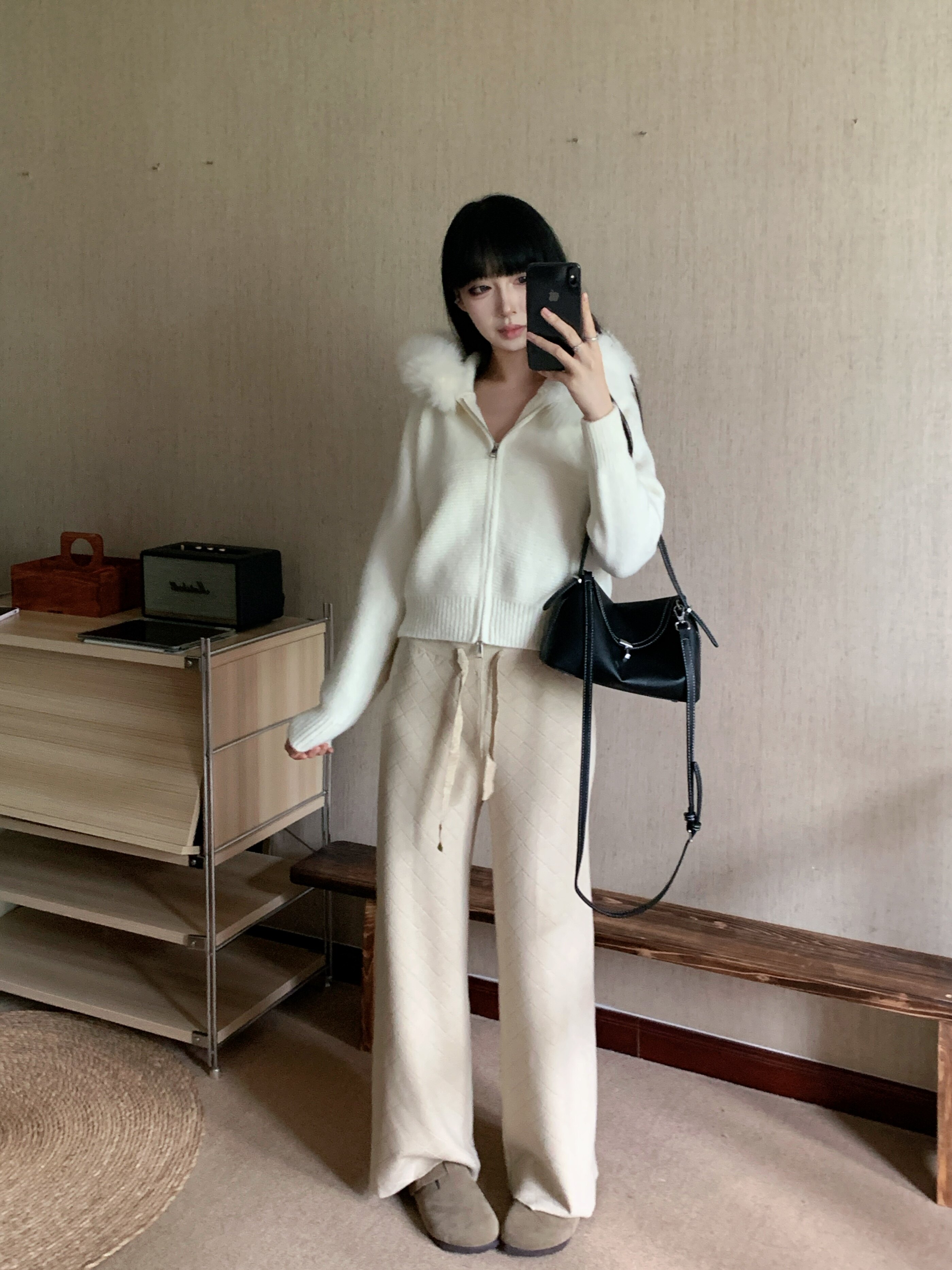 Kikimy「入春裤王」重磅机织格纹针织裤：高腰垂感的百搭显瘦美学