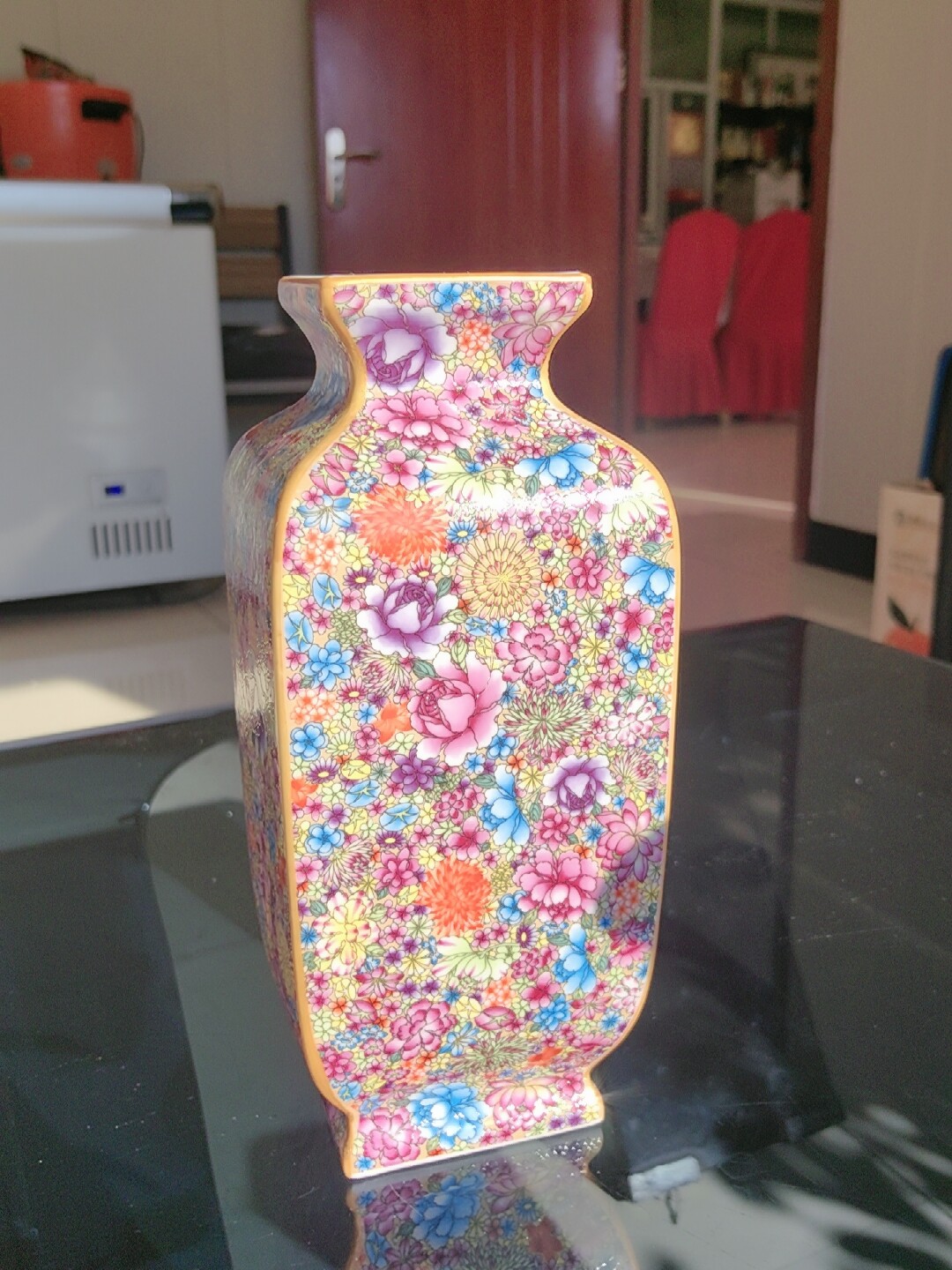 清代乾隆年制花瓶琺瑯彩描金四方瓶萬花彩清代古董瓷瓶清代粉彩四方花瓶