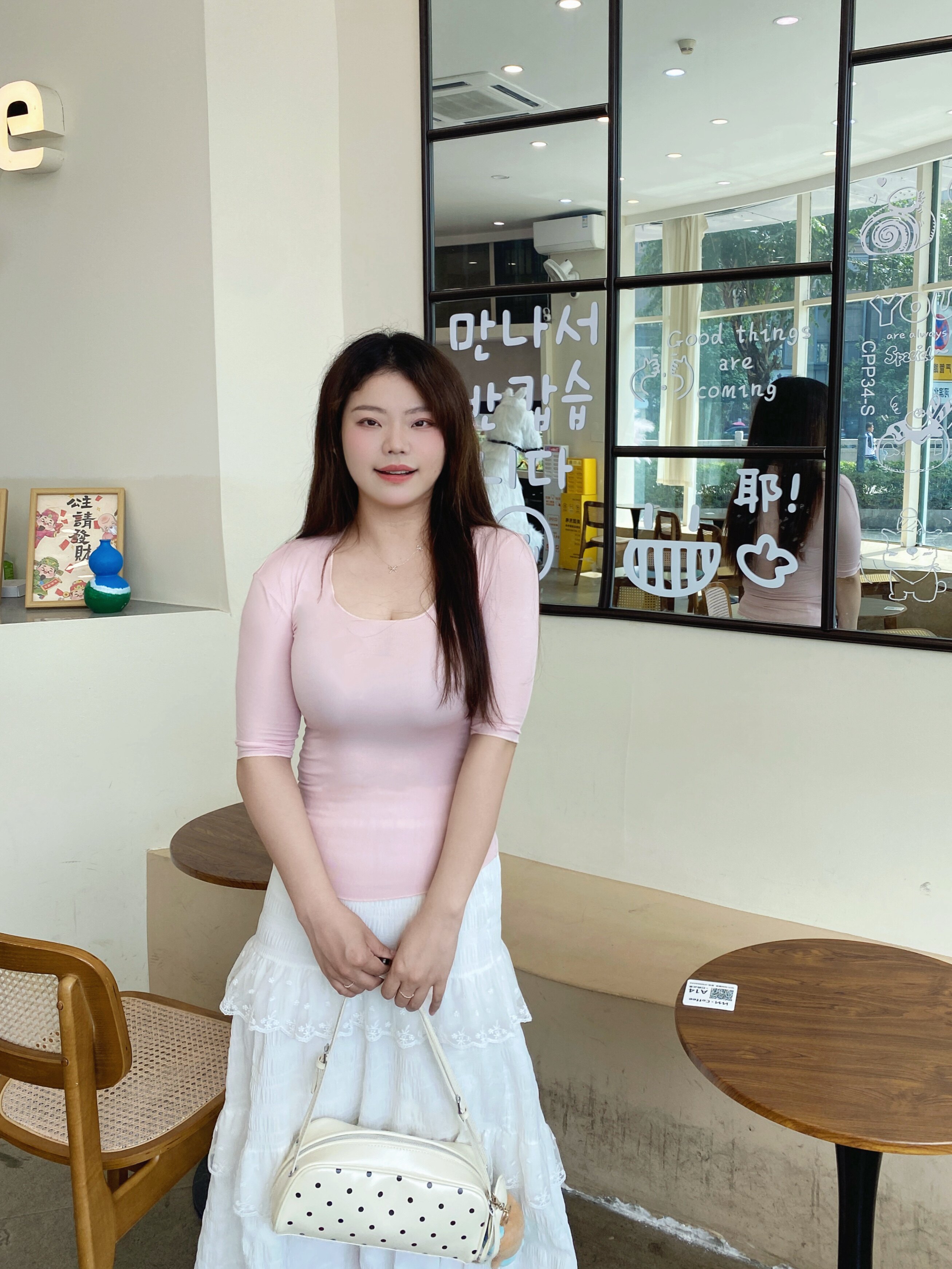 黑泽玄七2026春季新款微胖T恤 大U领设计修饰锁骨更显瘦 五分袖遮肉不勒手臂