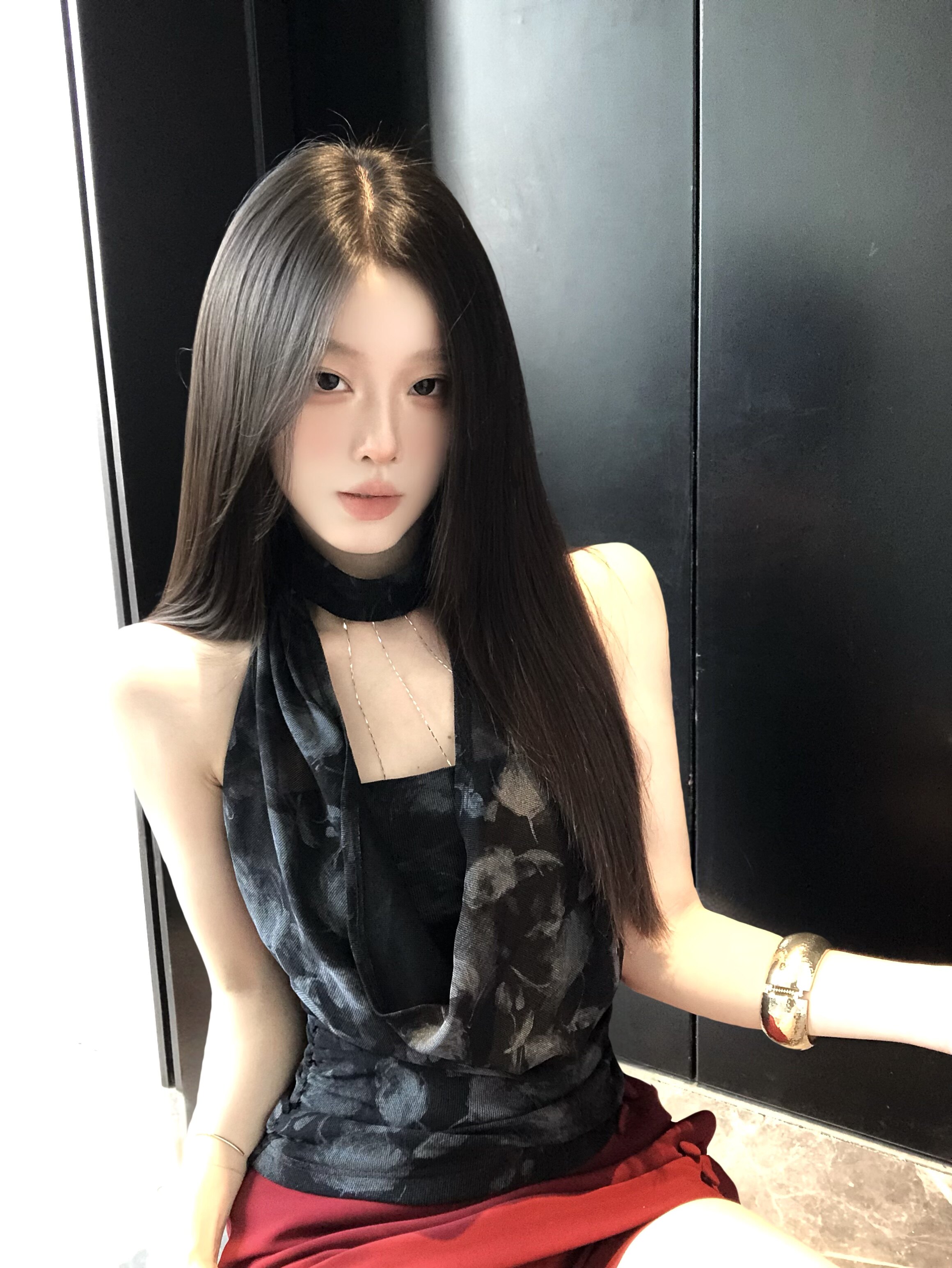 VIAPITTI夏季爆款链条荡领挂脖背心 收腰修身显瘦百搭 辣妹风与设计感并存