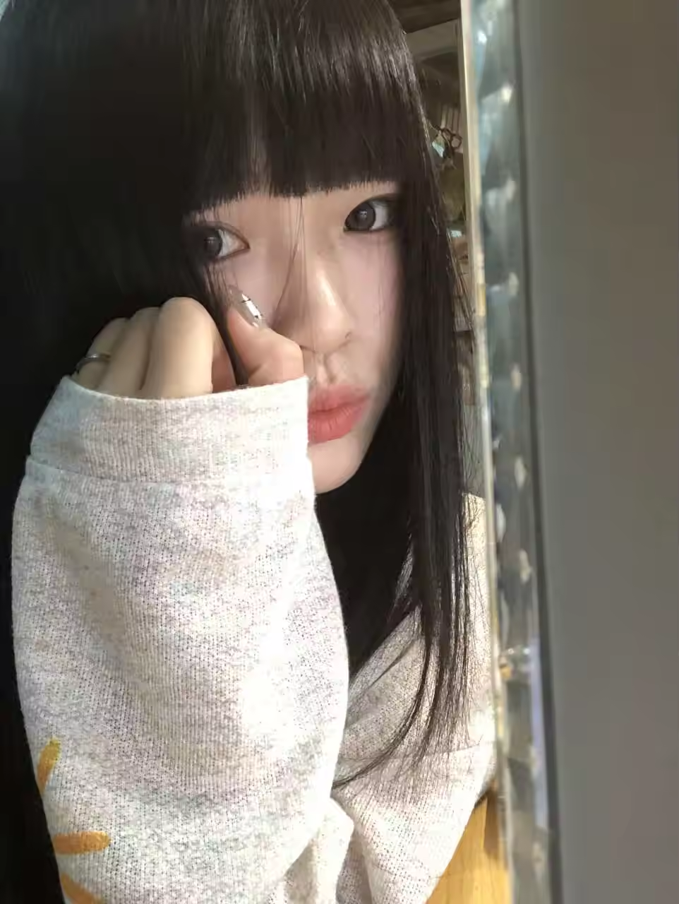 真我黑长直漫画齐刘海假发套 全真发整顶设计 自然隐形无痕贴合 长发飘逸顺滑