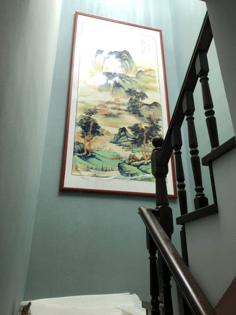 张大千国画山水画竖版玄关装饰画中式客厅走廊过道入户正对门挂画-淘宝