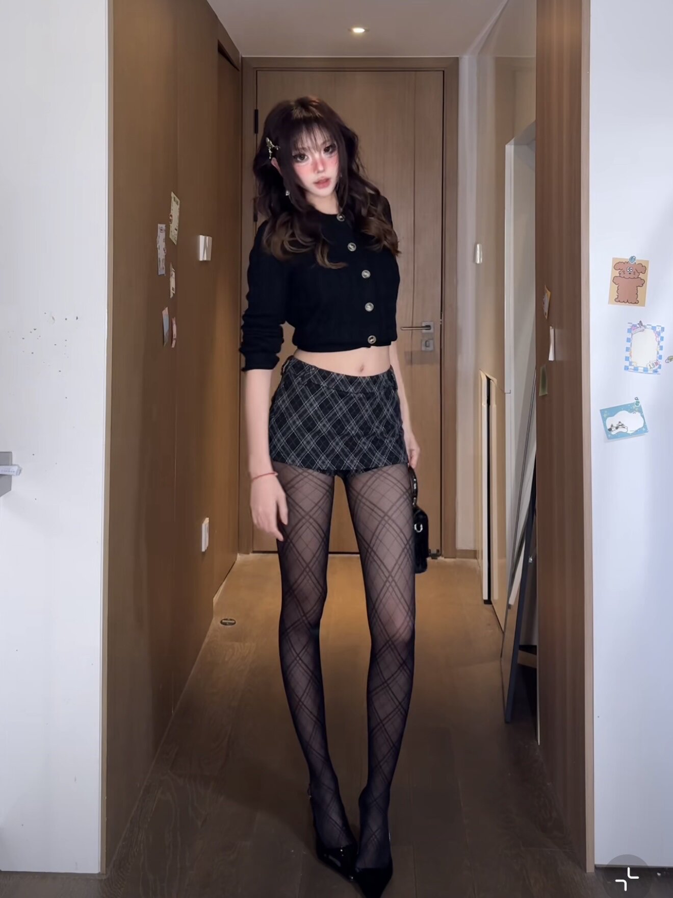 SiCii复古韩系低腰包臀裙 格纹短裙显瘦辣妹风 防走光侧拉链毛呢质感高级
