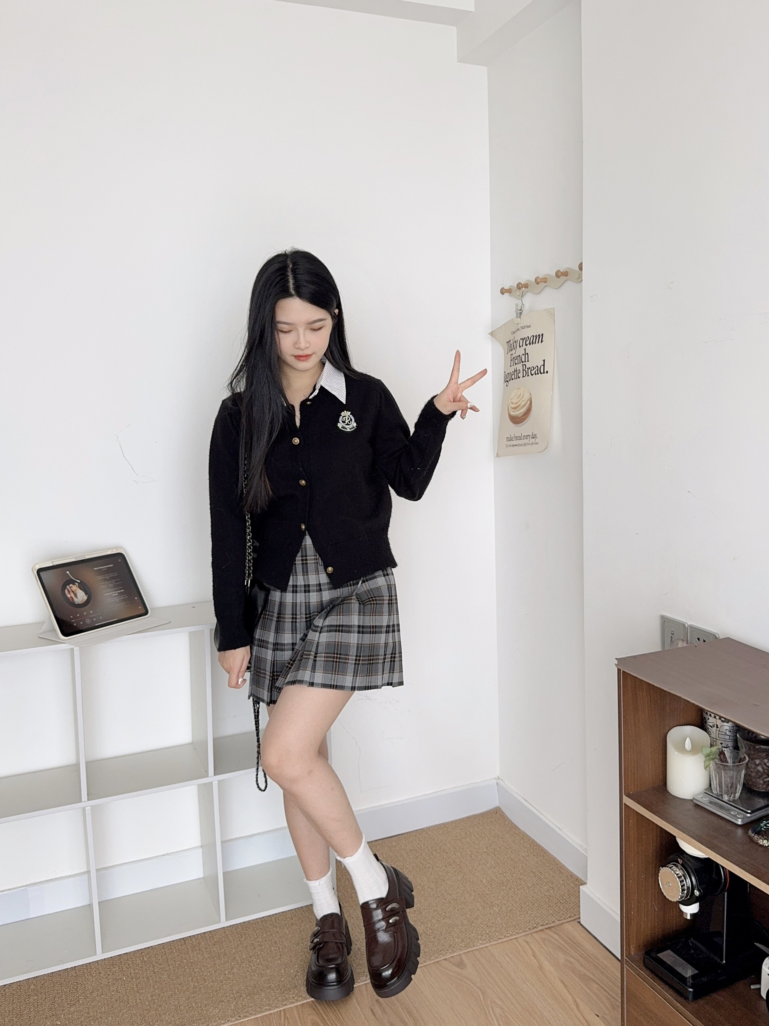 TATA他她钢琴家黑色乐福鞋 厚底增高设计拉长比例 小皮鞋质感百搭高级 JK制服绝配