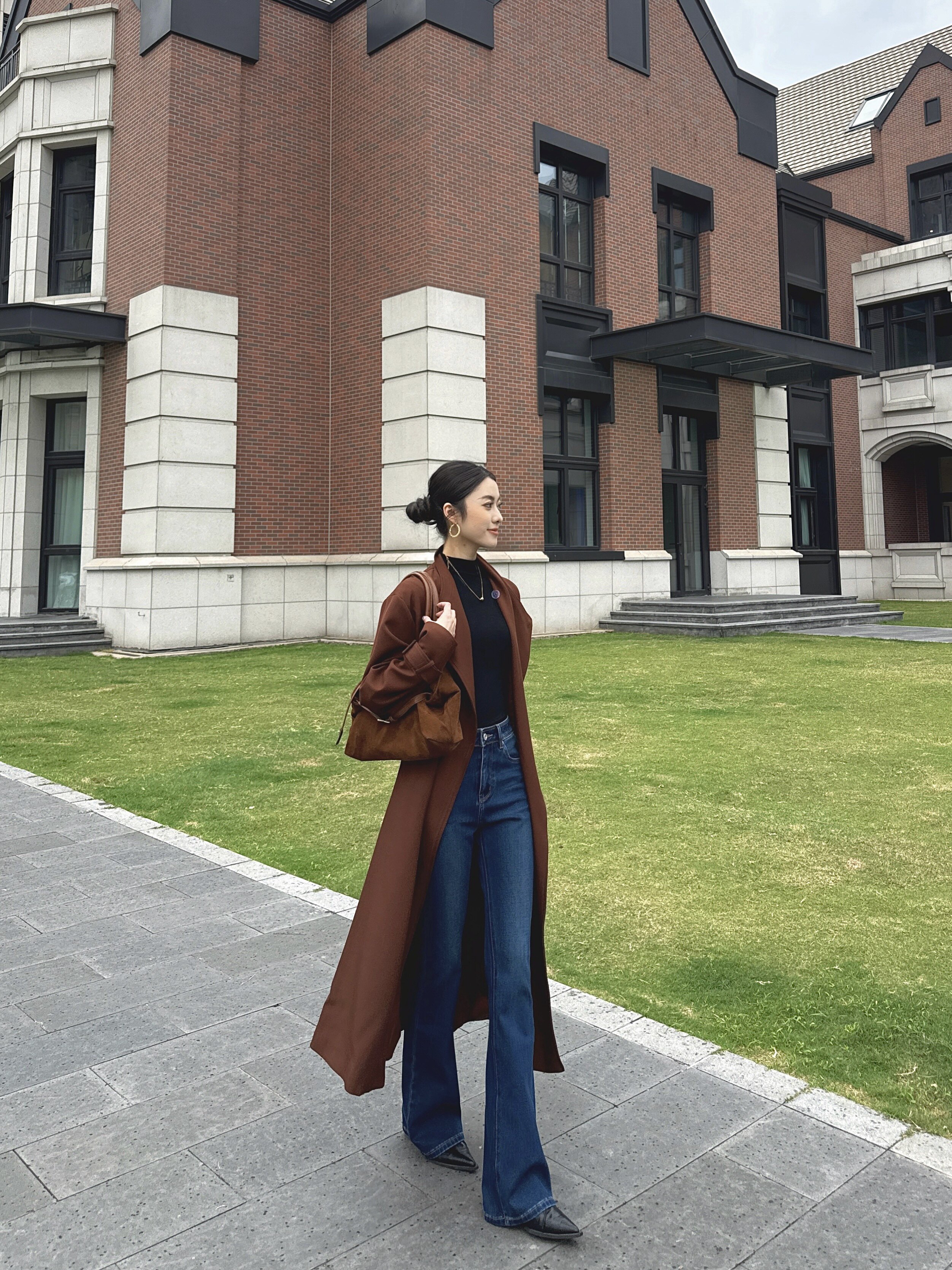 信购春季复古微喇叭牛仔裤 高腰四面弹紧身提臀 显瘦拉长比例